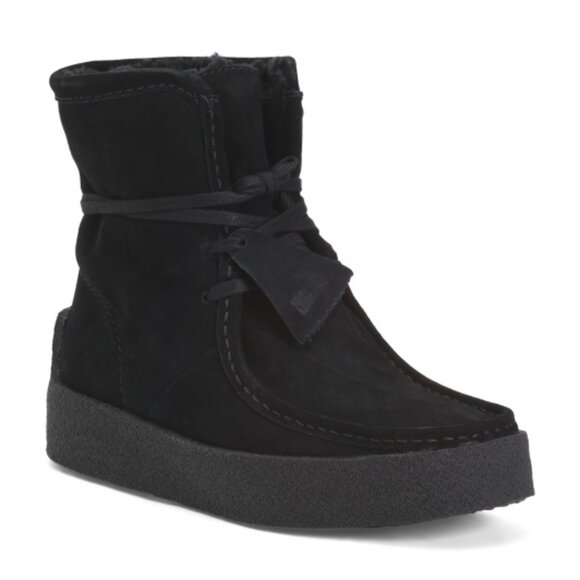 CLARKS Suede Wallabeecup Hi Lined Comfort Boots - Picture 1 of 3